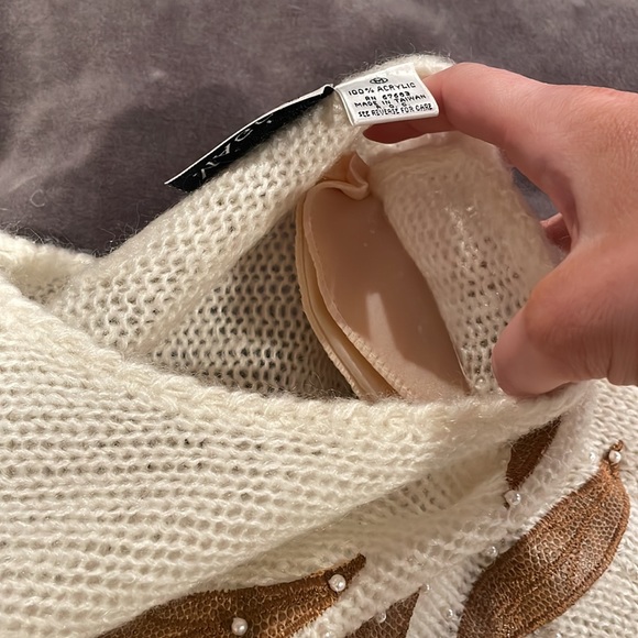 1990s vintage women’s leather appliquéd sweater size medium - Picture 6 of 6